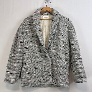 Isabel Marant Etoile Fantsy Tweed Jacket Grey Wool Alpaca Shawl Collar Size 38